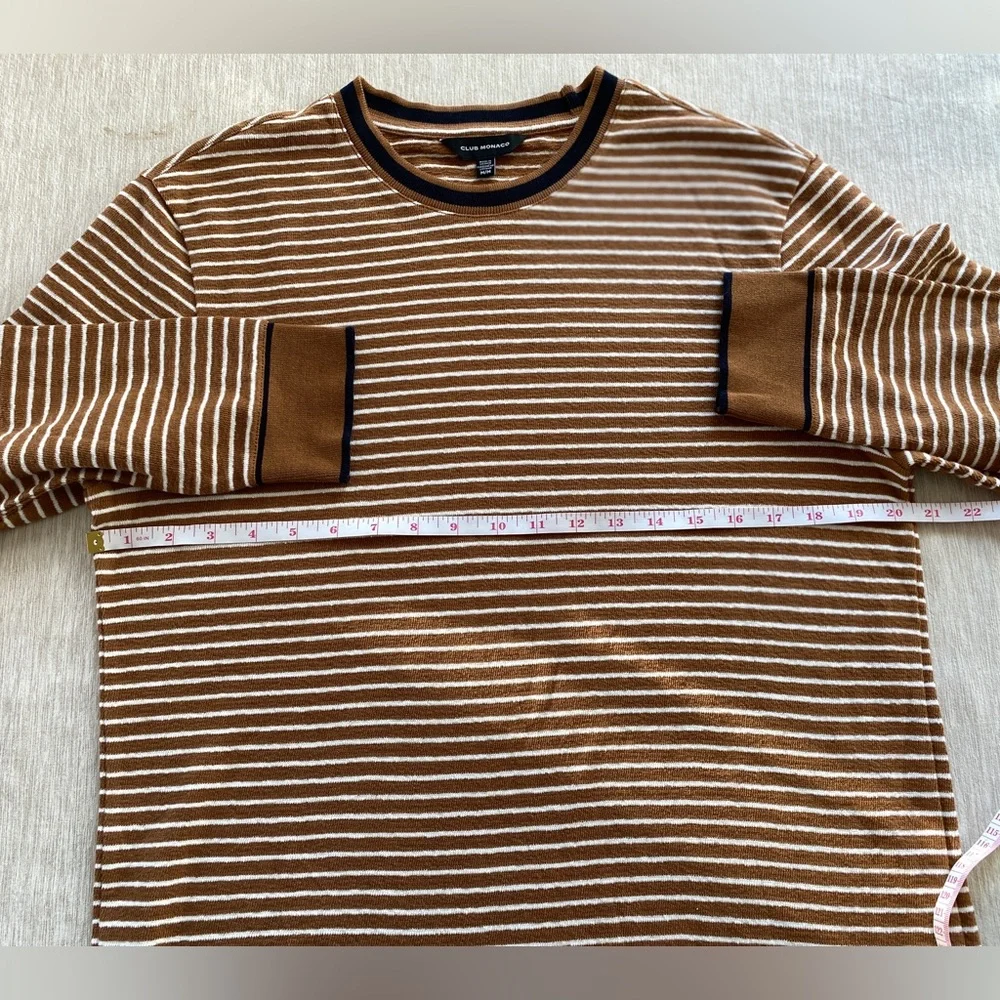 Club Monaco Men's M Slim Striped Tricot Crew Long Sleeve Pullover Knit Sample